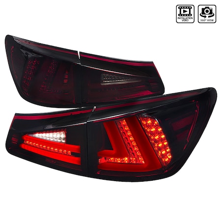 Spec-D Tuning 06-08 Lexus Is250 LED Tail Lights Red Smoked LT-IS25006RGLED-TM